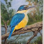 Supern Blue Wren & bowl watercolour 20 x 20 (2)